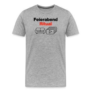 Rituel après le travail – Sofa & Série & Détente - T-shirt bio Premium Homme - gris chiné - Devant - Damien (186cm)