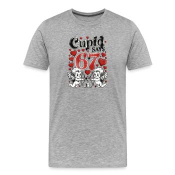 Cupid sagt 67 Herzen Liebesdesign - Männer Premium Bio T-Shirt - Grau meliert - Vorne - Damien (186cm)