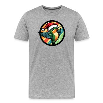 Kolibri im Regenbogen Weihnachtslook - Männer Premium Bio T-Shirt - Grau meliert - Vorne - Damien (186cm)