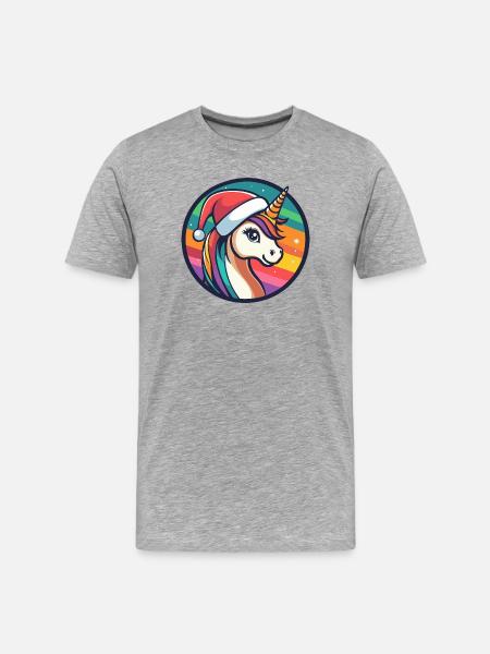 Einhorn Winterzauber - Männer Premium Bio T-Shirt - Grau meliert