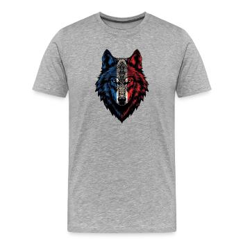 Prédateur Forêt Nature Amoureux Des Animaux Tête  - T-shirt bio Premium Homme - gris chiné - Devant - Damien (186cm)