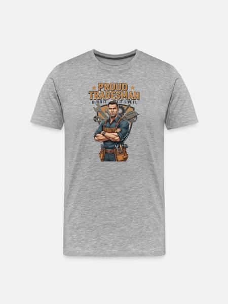 Stolzer Handwerker Motiv Handwerks Beruf - Männer Premium Bio T-Shirt - Grau meliert