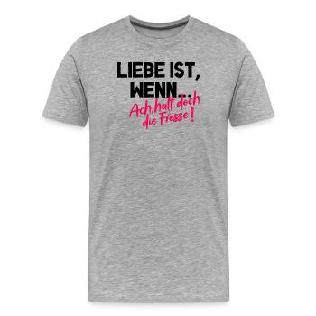 Oh Shut Up – Shirt amusant - T-shirt bio Premium Homme - gris chiné - Devant - Damien (186cm)