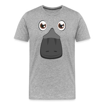 Cute Cartoon Platypus Face Monotreme Australian  - Men's Premium Organic T-Shirt - heather grey - Front - Damien (186cm)