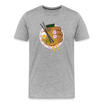 Japanische Ramen-Nudel-Schüssel Schweinefleisch-Anime-Foodie-Geschenk - Männer Premium Bio T-Shirt - Grau meliert - Vorne - Damien (186cm)