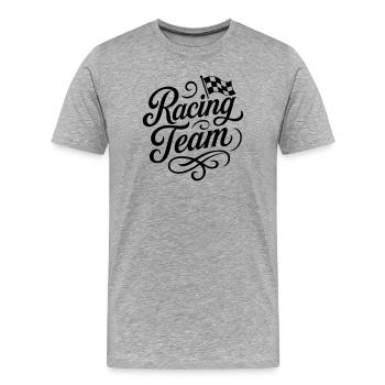 Drapeau de course de l’équipe de course - T-shirt bio Premium Homme - gris chiné - Devant - Damien (186cm)