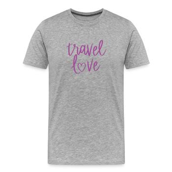 Travel Love Lettering Heart - Men's Premium Organic T-Shirt - heather grey - Front - Damien (186cm)