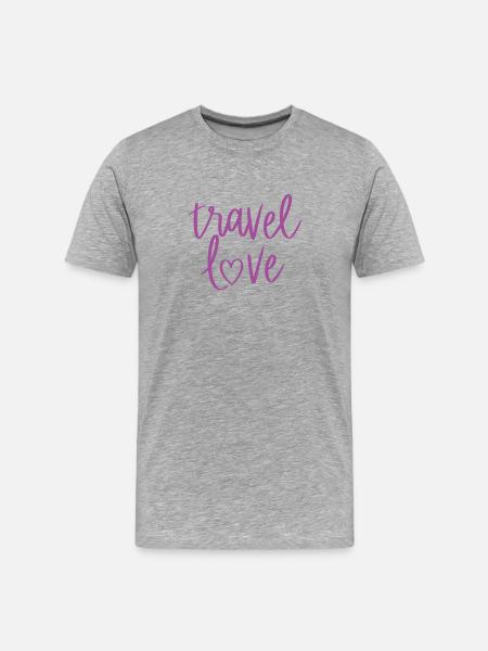 Travel Love Lettering Heart - Men's Premium Organic T-Shirt - heather grey