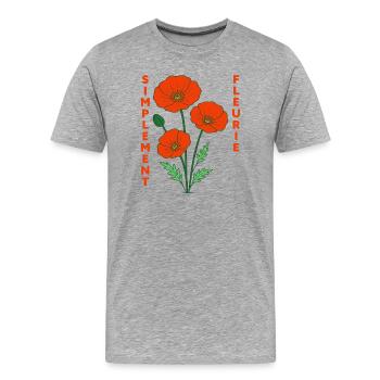 Simplement fleurie - Illustration florale rétro - T-shirt bio Premium Homme - gris chiné - Devant - Damien (186cm)