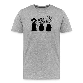 Drei Vasen mit Blumen – Frühlingsmotiv - Männer Premium Bio T-Shirt - Grau meliert - Vorne - Damien (186cm)