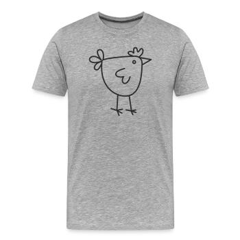 Huhn in Strichzeichnung - Männer Premium Bio T-Shirt - Grau meliert - Vorne - Damien (186cm)