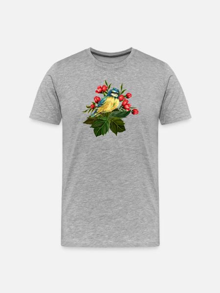 Bunter Vogel - Männer Premium Bio T-Shirt - Grau meliert