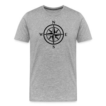 Nachtkompass Kompassrose Grafik - Männer Premium Bio T-Shirt - Grau meliert - Vorne - Damien (186cm)
