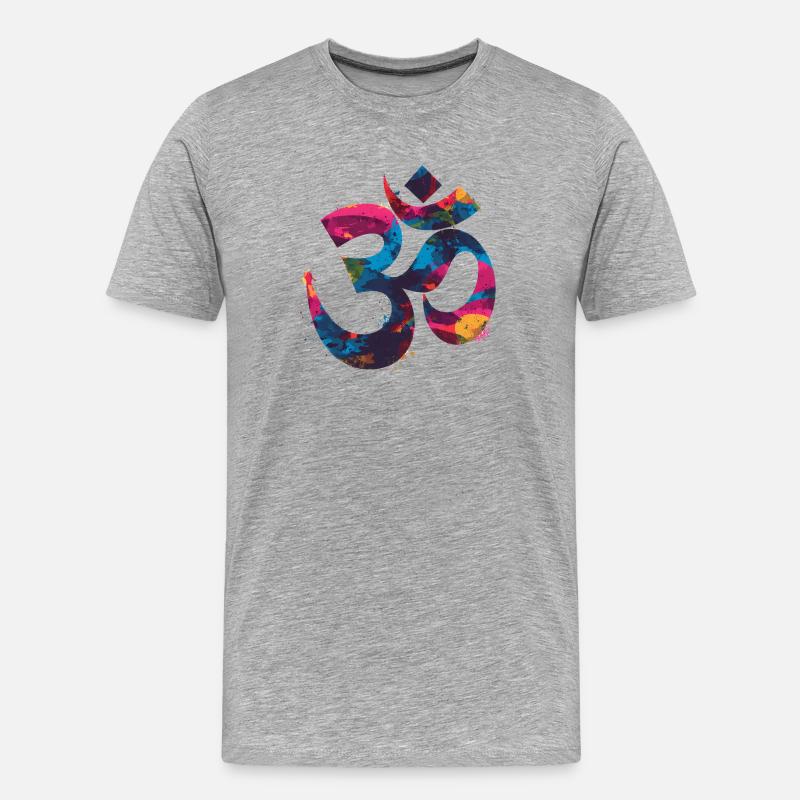 Buntes Om Symbol im Graffiti Style - Männer Premium Bio T-Shirt - Grau meliert