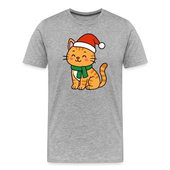 Kawaii Christmas Kitten - Men's Premium Organic T-Shirt - heather grey - Front - Damien (186cm)