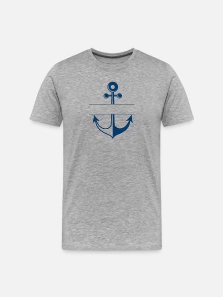 Personalized Blue Fishing Anchor - Men's Premium Organic T-Shirt - heather grey