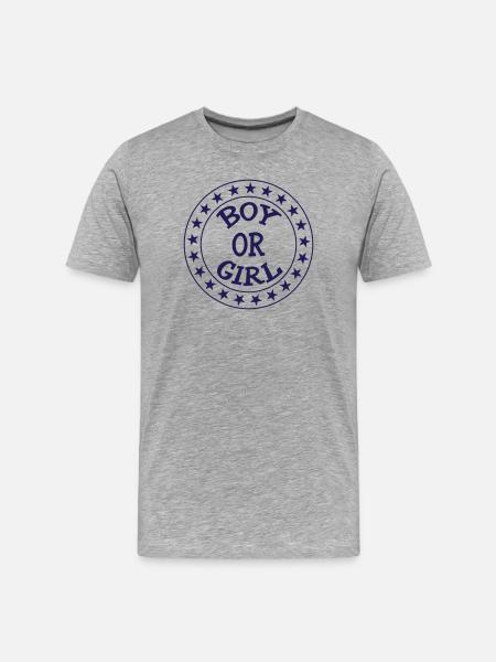 Junge oder Mädchen? Schwangerschaftsgeburt Schwanger - Männer Premium Bio T-Shirt - Grau meliert