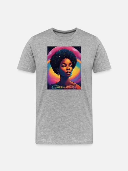Cosmic Black Beauty - Men's Premium Organic T-Shirt - heather grey