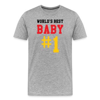 Best Baby - Birth - Child - Men's Premium Organic T-Shirt - heather grey - Front - Damien (186cm)