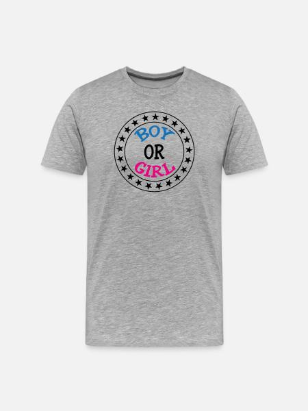 Junge oder Mädchen? Schwangerschaftsgeburt Schwanger - Männer Premium Bio T-Shirt - Grau meliert