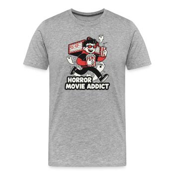 Horrorfilm Süchtiger Kinogänger - Männer Premium Bio T-Shirt - Grau meliert - Vorne - Damien (186cm)