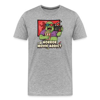 Zombie Kino Popcorn Addict - Männer Premium Bio T-Shirt - Grau meliert - Vorne - Damien (186cm)