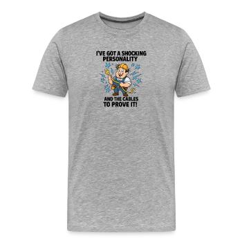 Shocking Personality Electrician - Men's Premium Organic T-Shirt - heather grey - Front - Damien (186cm)