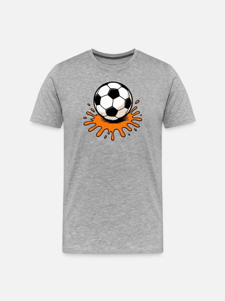 Spritzender Fußball Cartoon - Männer Premium Bio T-Shirt - Grau meliert