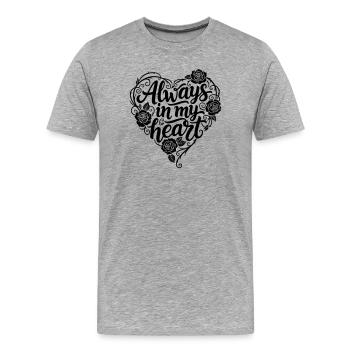 Tatouage Calligraphie Design Tu es ma paix - T-shirt bio Premium Homme - gris chiné - Devant - Damien (186cm)