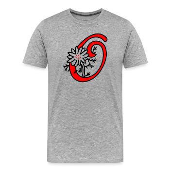 Letter O Initial - Men's Premium Organic T-Shirt - heather grey - Front - Damien (186cm)