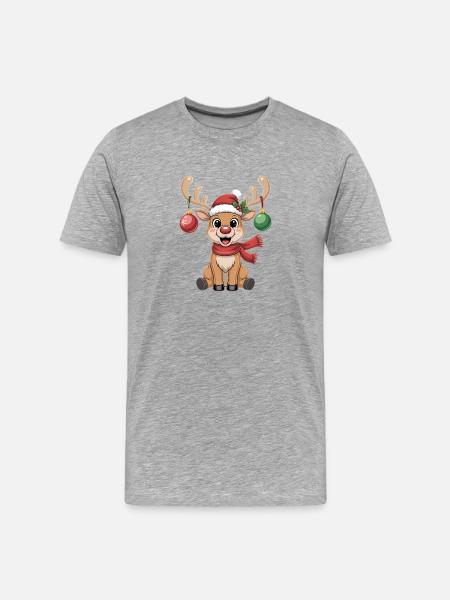 Noël des rennes - T-shirt bio Premium Homme - gris chiné