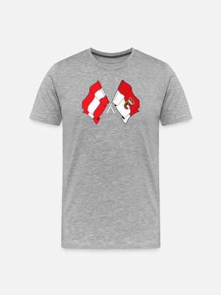 Austria & Salzburg Flag Crossed - Men's Premium Organic T-Shirt - heather grey