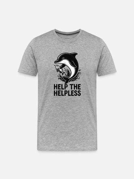 Dolphin rescues sea lover - Men's Premium Organic T-Shirt - heather grey