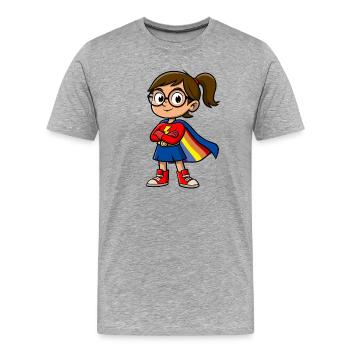 Kleine Superheldin mit Brille - Männer Premium Bio T-Shirt - Grau meliert - Vorne - Damien (186cm)