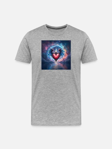 Winged Heart of Cosmic Fire - Men's Premium Organic T-Shirt - heather grey