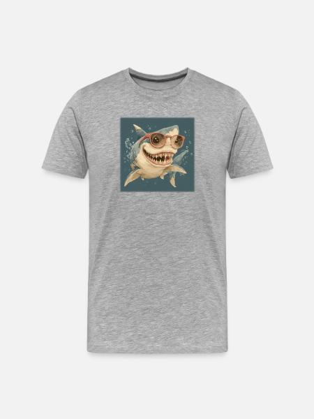 Coolest shark with sunglasses – holiday vibes! - Men's Premium Organic T-Shirt - heather grey