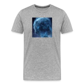 Cosmic Lion Galaxy Stardust Motif - Men's Premium Organic T-Shirt - heather grey - Front - Damien (186cm)