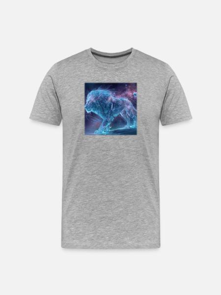 Mystical Star Lion – Futuristic & Magical - Men's Premium Organic T-Shirt - heather grey