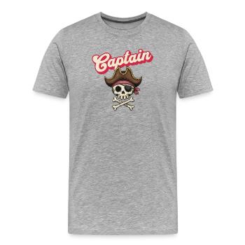 Captain Skull Piratensymbol - Männer Premium Bio T-Shirt - Grau meliert - Vorne - Damien (186cm)