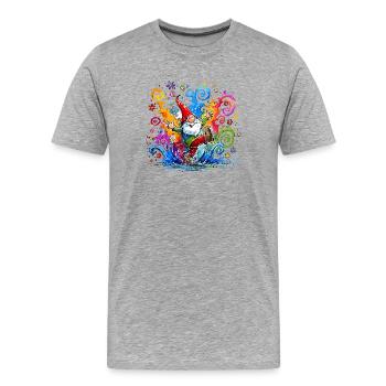 Bunter Gnom mit Farbspritzern - Männer Premium Bio T-Shirt - Grau meliert - Vorne - Damien (186cm)