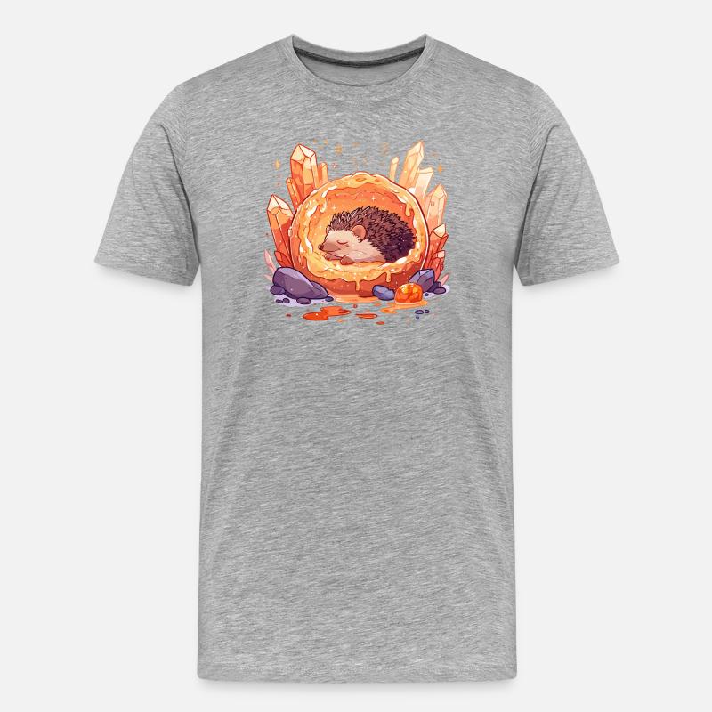 Igel im Kristallorb - Männer Premium Bio T-Shirt - Grau meliert