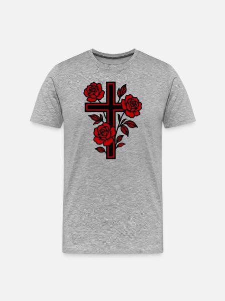 Cross Symbol Flowers - Men's Premium Organic T-Shirt - heather grey