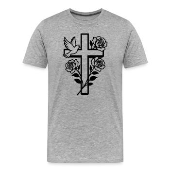 Kreuz Taube Christlich - Männer Premium Bio T-Shirt - Grau meliert - Vorne - Damien (186cm)