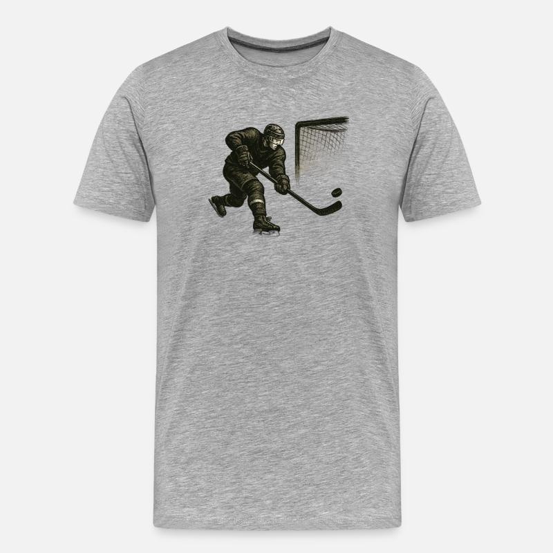 Torwart beim Hechtsprung Illustration - Männer Premium Bio T-Shirt - Grau meliert