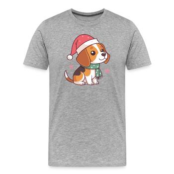 Beagle festif bonnet Noël Chaleureux - T-shirt bio Premium Homme - gris chiné - Devant - Damien (186cm)