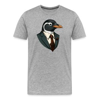 Business - Penguin - Men's Premium Organic T-Shirt - heather grey - Front - Damien (186cm)