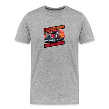 TruckPower TruckChannel - T-shirt bio Premium Homme - gris chiné - Devant - Damien (186cm)
