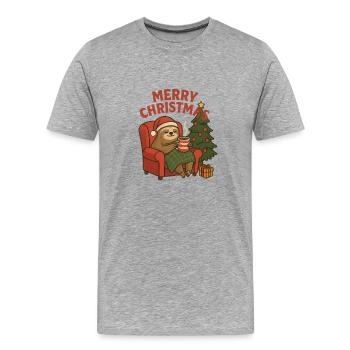 Gemütliches Weihnachtsfauli im Sessel - Männer Premium Bio T-Shirt - Grau meliert - Vorne - Damien (186cm)
