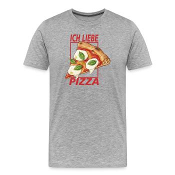 Ich liebe Pizza - Männer Premium Bio T-Shirt - Grau meliert - Vorne - Damien (186cm)