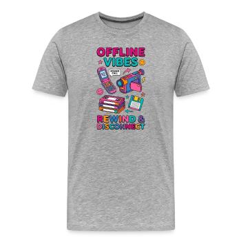 Off-Times - Rétro Vintage Tech des années 90 - T-shirt bio Premium Homme - gris chiné - Devant - Damien (186cm)
